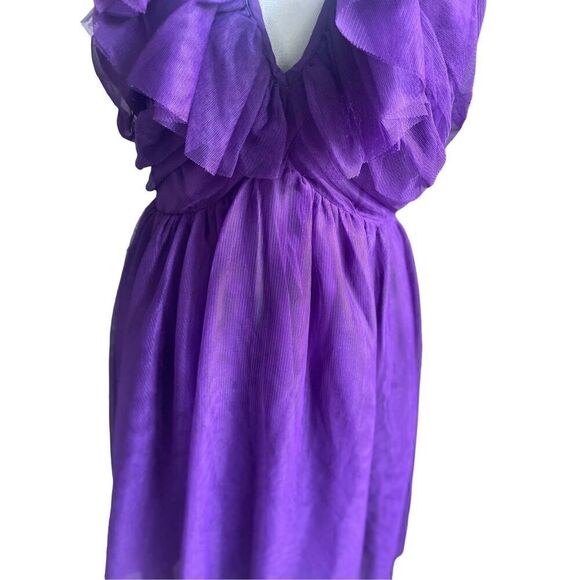 NWT Anthropologie Maeve Ruffled Tulle Mini Dress Purple Size L - Picture 6 of 15